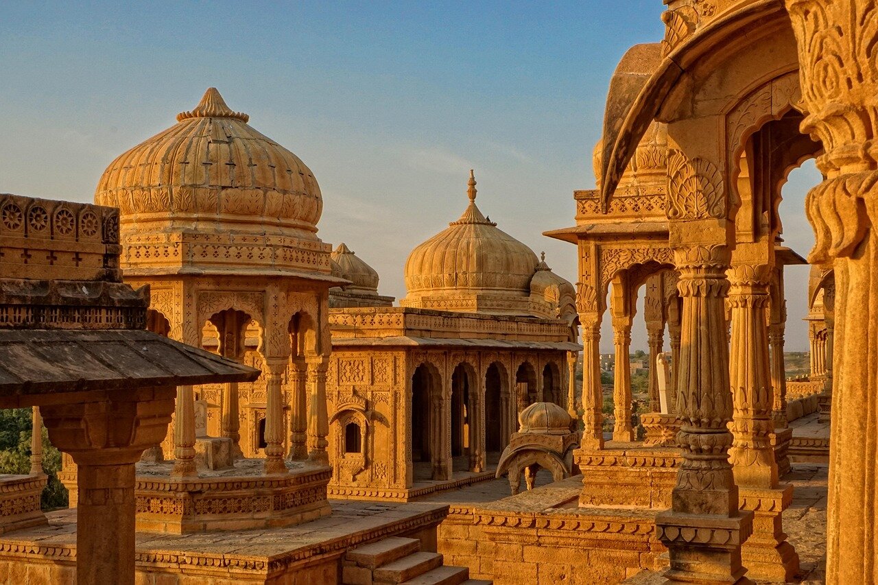 temple, building, golden hour, dome, bada bagh, cultural site, historical, architecture, travel, religion, dome roof, evening sun, india, jaisalmer, evening light, temple, india, india, india, india, india